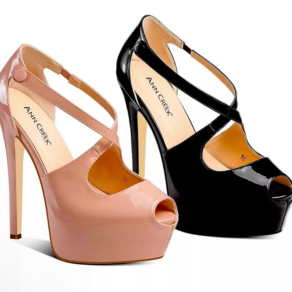 Ann Creek Women's High Platform Stiletto Heel Peep Toe Crisscross Strap - Picture 1 of 5